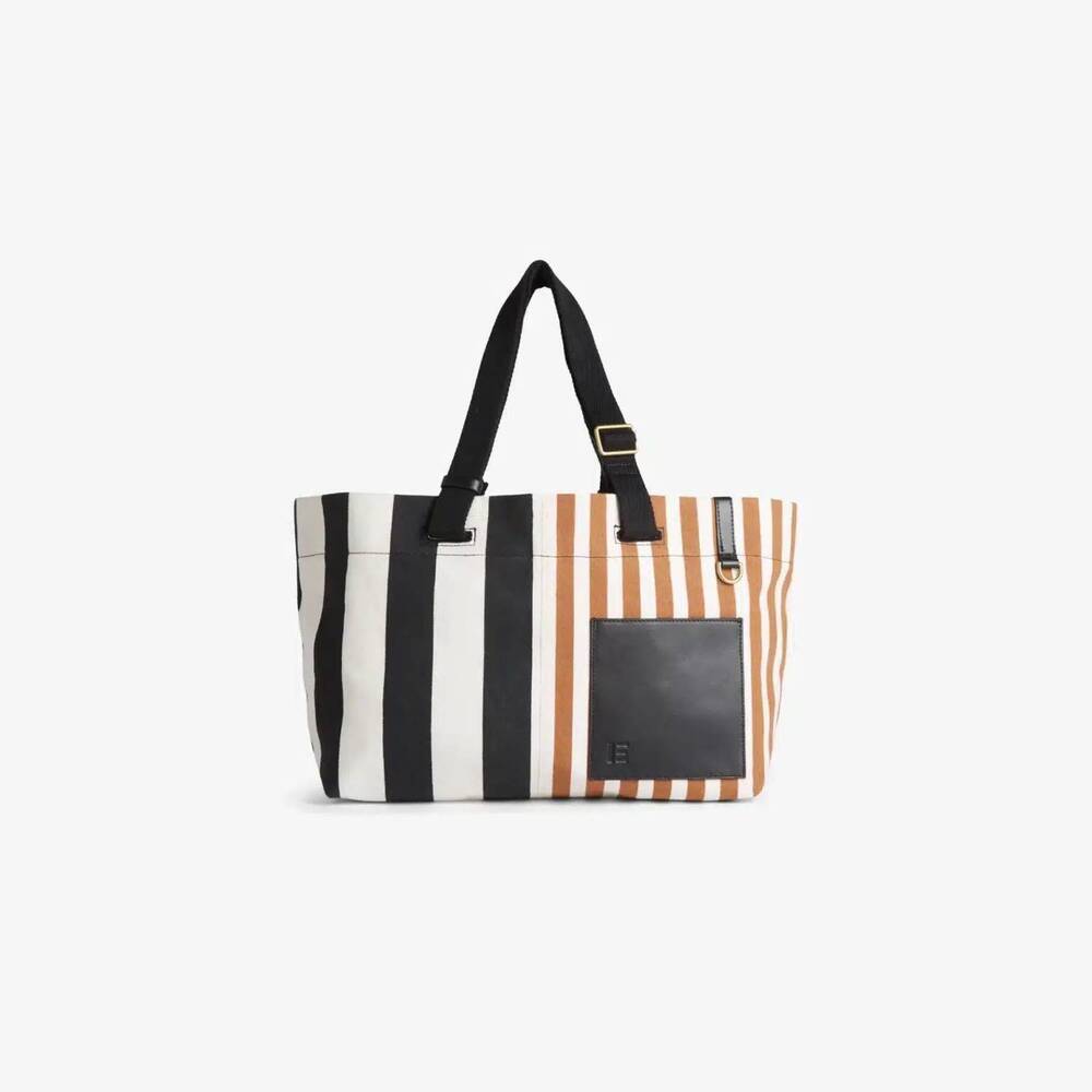 NEW INOUI EDITIONS cabas strap tote bag in bicolor stripe